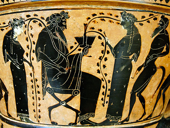 cratère psykter Diony et le thiase